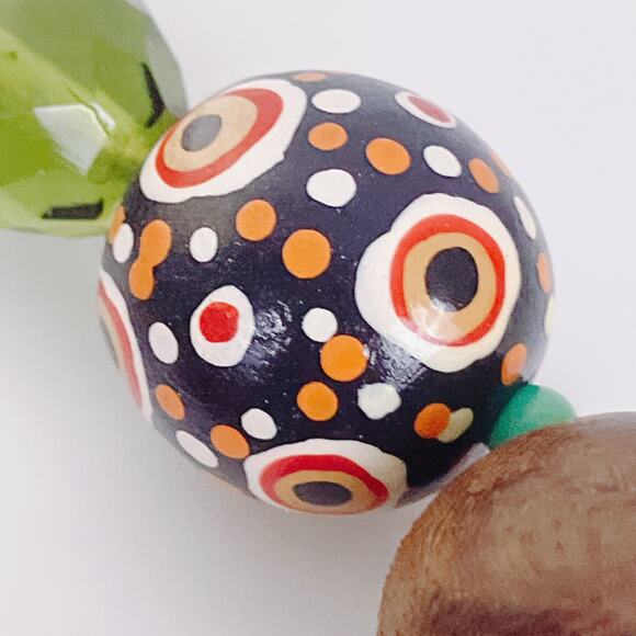 Colorful Chunky Painted Wood Bead Global Style Necklace Boho Bold Folk Graziano? - Picture 6 of 11